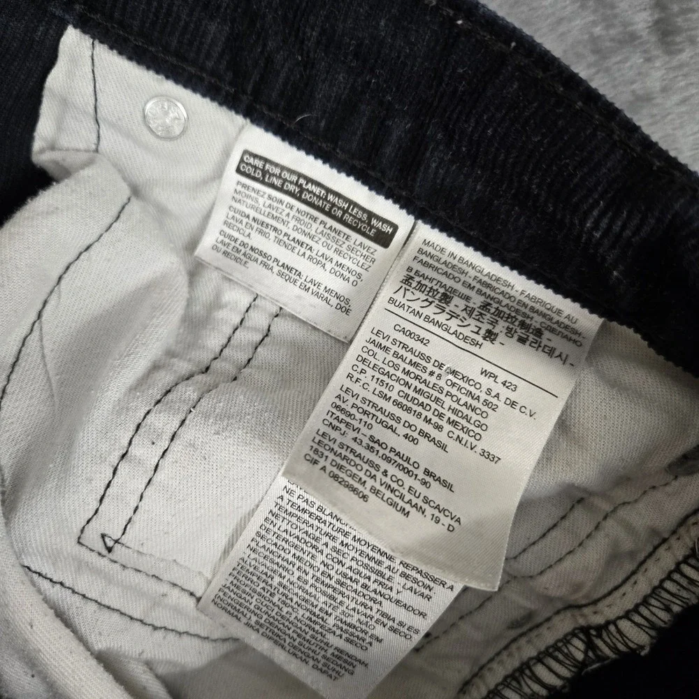 Levis Pants Mens 36x26 502 Straight Fit Corduroy Black‎ White Tab Cot5on *READ